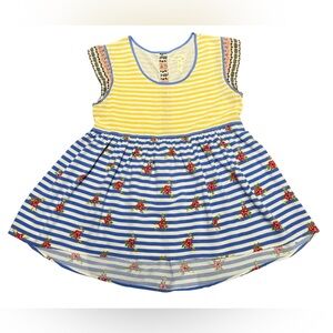 Matilda Jane Blue & Yellow Strioed Sleeveless Smock Womens Medium